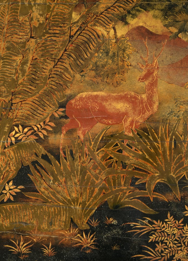PHAM HAU (1903-1995) - Important panneau en bois laqué, à décor en camaïeu de b…