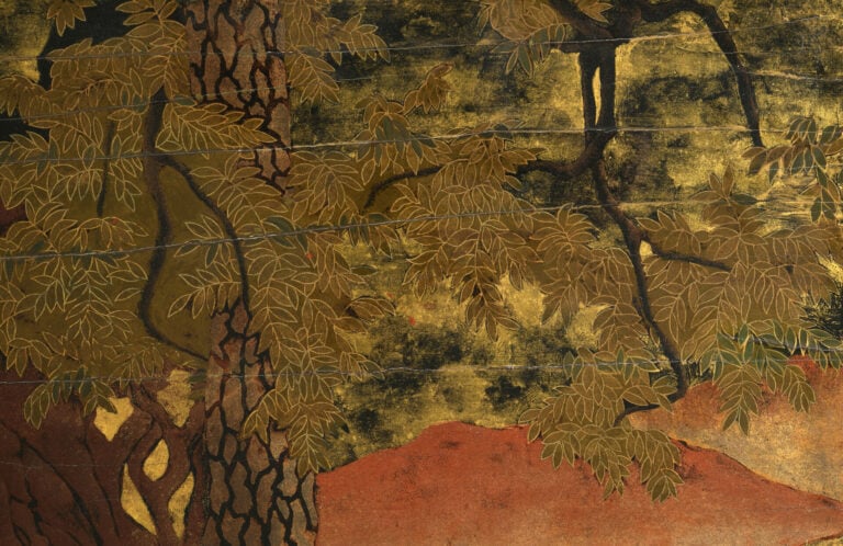 PHAM HAU (1903-1995) - Important panneau en bois laqué, à décor en camaïeu de b…