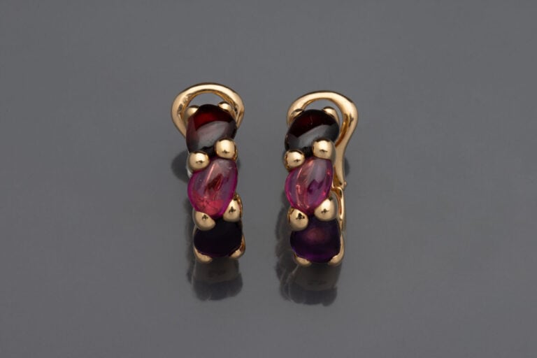 POMELLATO - Paire de BOUCLES D'OREILLES, modèle "Sassi" en or jaune (750°/°°) s…