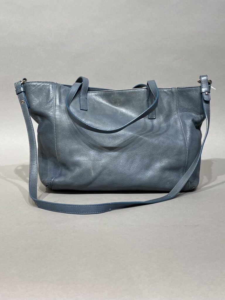 VALENTINO - Sac cabas Red Valentino en cuir souple bleu gris, double anse, band…