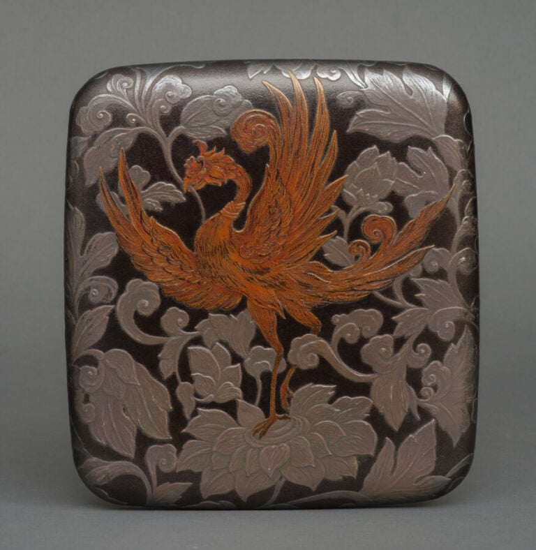 Boîte à encre rectangulaire laquée suzuri'bako 硯箱 (boîte à écrire) à couvercle…