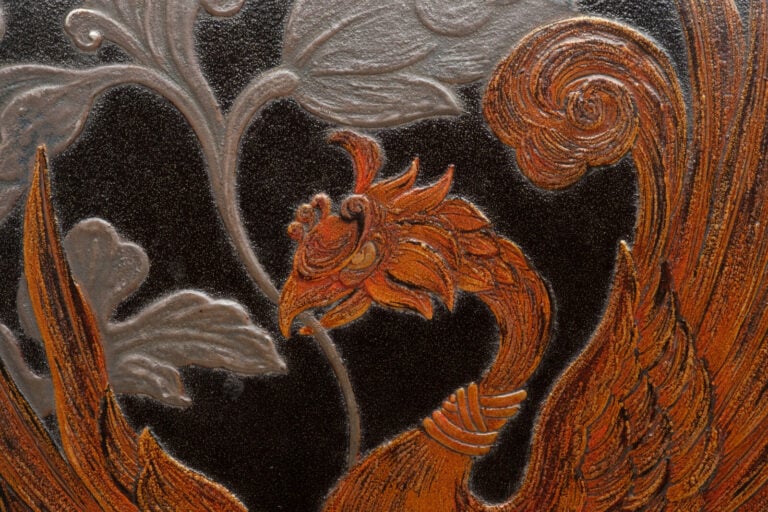 Boîte à encre rectangulaire laquée suzuri'bako 硯箱 (boîte à écrire) à couvercle…
