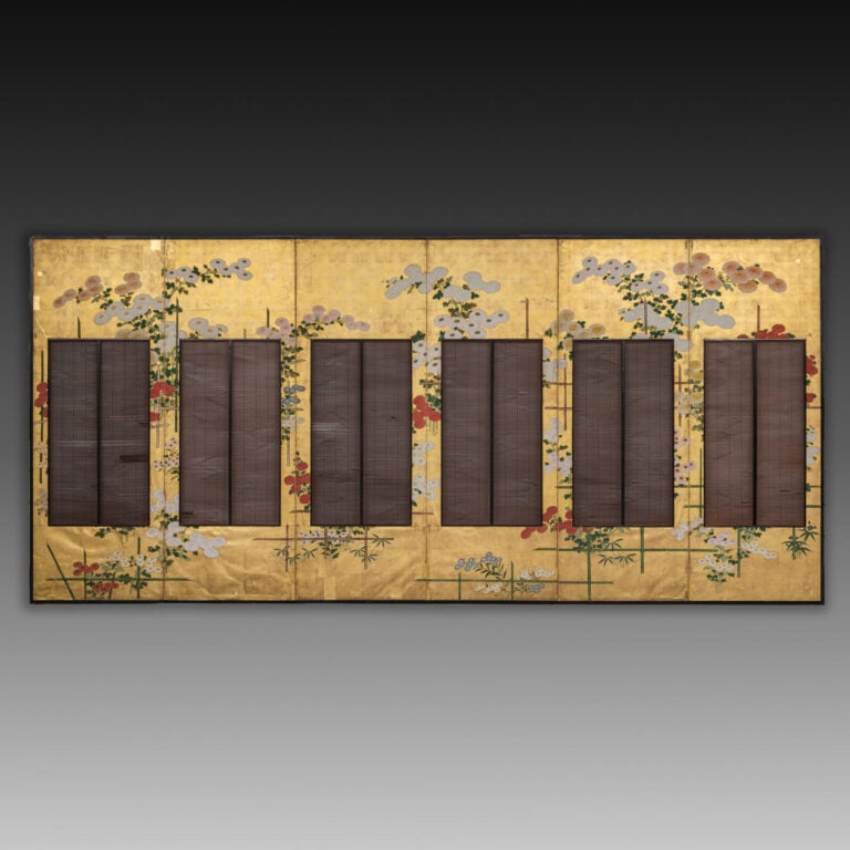 Byôbu 屏風 (paravent) à six panneaux, orné de part et d'autre de peintures de sty… Vente aux encheres – Auction House – Commissaire-priseur – Auctioneer - Boisgirard Antonini – Paris – Nice