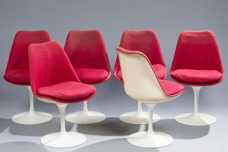 Eero SAARINEN (1910-1961) - Suite de six chaises modèle « Tulipe », en en fibre… maison de vente aux encheres commissaire-priseur auction house boisgirard antonini