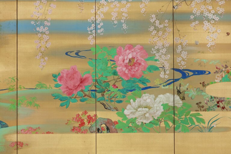 Ensemble de deux paravents à six panneaux à décor d'une peinture continue de fl… Vente aux encheres – Auction House – Commissaire-priseur – Auctioneer - Boisgirard Antonini – Paris – Nice