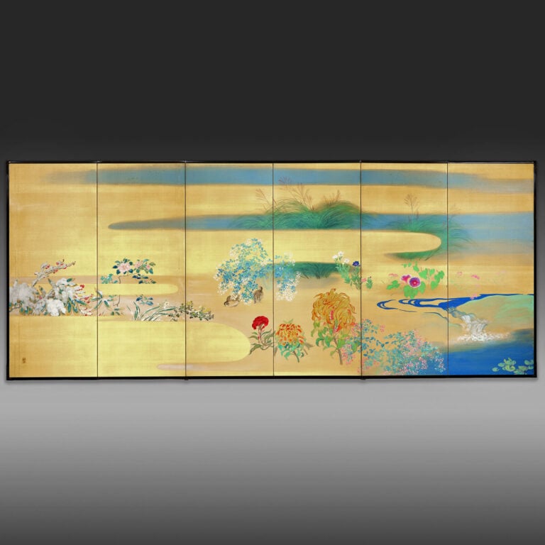 Ensemble de deux paravents à six panneaux à décor d'une peinture continue de fl… Vente aux encheres – Auction House – Commissaire-priseur – Auctioneer - Boisgirard Antonini – Paris – Nice