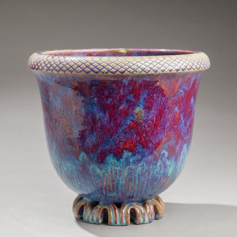 Frédéric KIEFER (1894-1977) - Grand vase en grès émaillé bleu et rouge aubergin… maison de vente aux encheres commissaire-priseur auction house boisgirard antonini