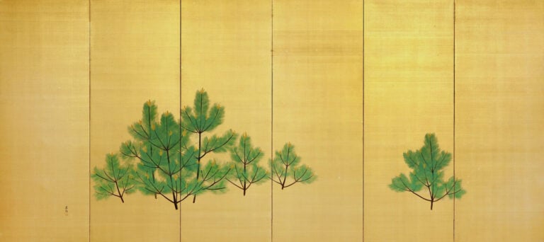 Grand paravent à six panneaux avec une peinture de Taniguchi Hideo 谷 口 英 雄 (190… Vente aux encheres – Auction House – Commissaire-priseur – Auctioneer - Boisgirard Antonini – Paris – Nice