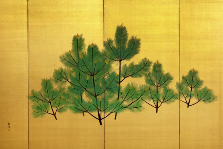 Grand paravent à six panneaux avec une peinture de Taniguchi Hideo 谷 口 英 雄 (190… Vente aux encheres – Auction House – Commissaire-priseur – Auctioneer - Boisgirard Antonini – Paris – Nice