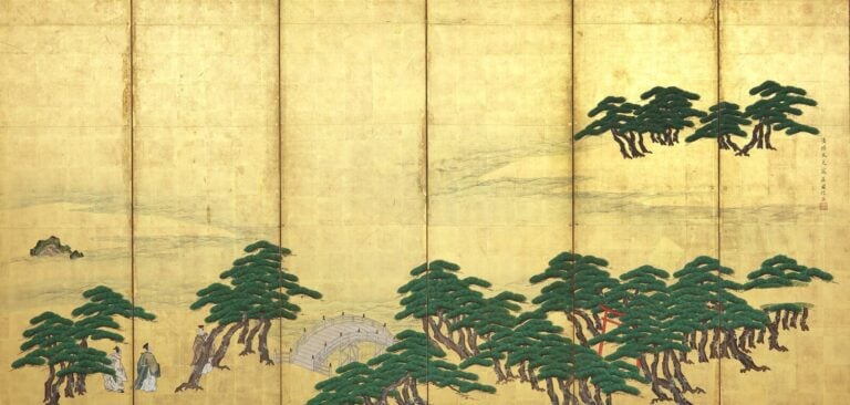 Grand paravent à six panneaux (byôbu 屏 風) à décor d'un paysage de l'école Tosa… Vente aux encheres – Auction House – Commissaire-priseur – Auctioneer - Boisgirard Antonini – Paris – Nice
