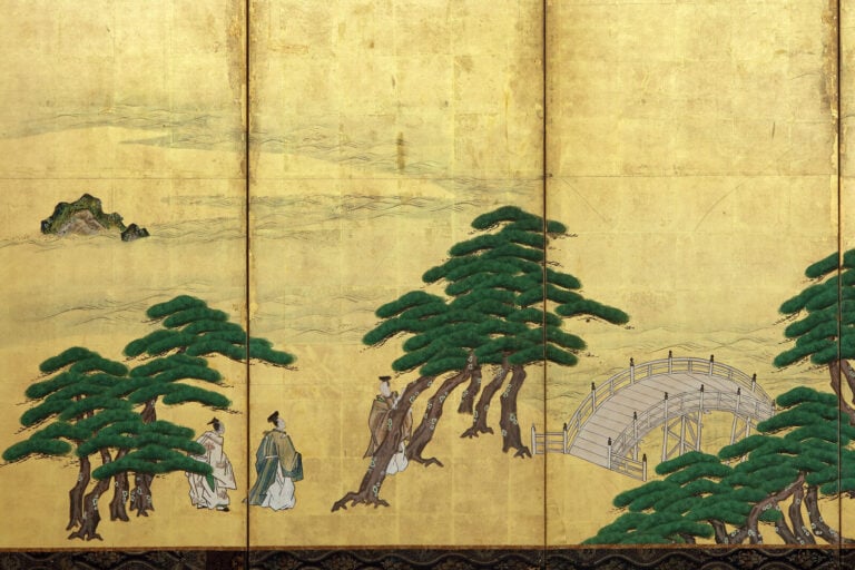 Grand paravent à six panneaux (byôbu 屏 風) à décor d'un paysage de l'école Tosa… Vente aux encheres – Auction House – Commissaire-priseur – Auctioneer - Boisgirard Antonini – Paris – Nice