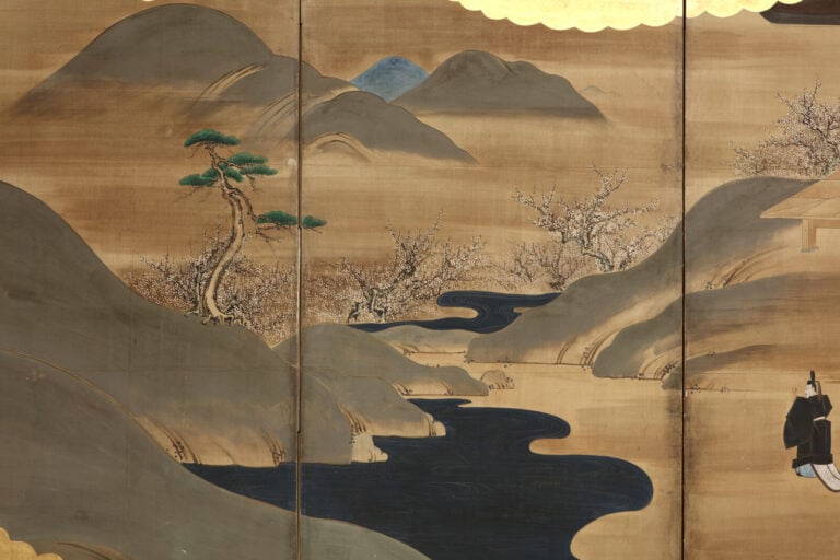 Grand paravent à six-panneaux byôbu 屏 風 à décor d'une peinture de l'école Tôsa… Vente aux encheres – Auction House – Commissaire-priseur – Auctioneer - Boisgirard Antonini – Paris – Nice