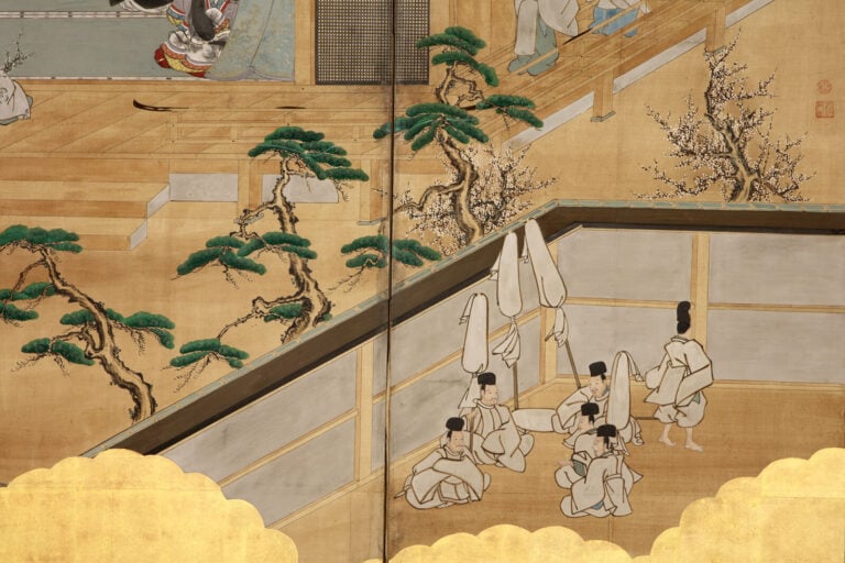 Grand paravent à six-panneaux byôbu 屏 風 à décor d'une peinture de l'école Tôsa… Vente aux encheres – Auction House – Commissaire-priseur – Auctioneer - Boisgirard Antonini – Paris – Nice