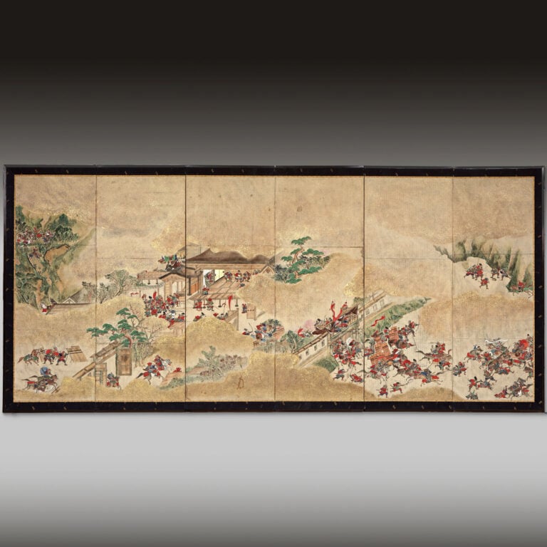 Grand paravent à six panneaux byôbu 屏 風 illustrant des épisodes de l'épopée du… Vente aux encheres – Auction House – Commissaire-priseur – Auctioneer - Boisgirard Antonini – Paris – Nice