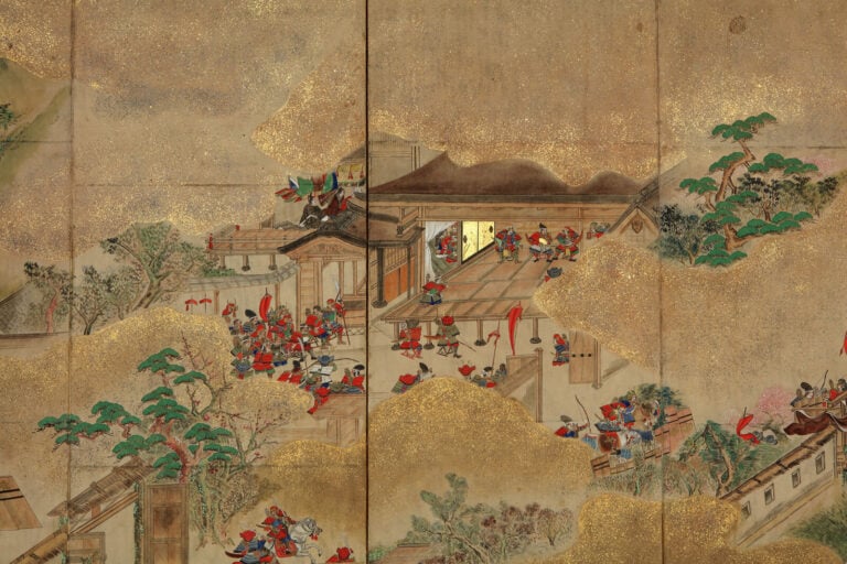 Grand paravent à six panneaux byôbu 屏 風 illustrant des épisodes de l'épopée du… Vente aux encheres – Auction House – Commissaire-priseur – Auctioneer - Boisgirard Antonini – Paris – Nice