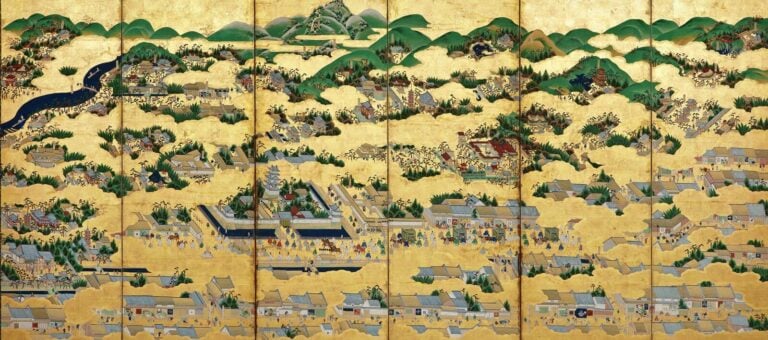 Grand paravent à six panneaux présentant une peinture de l'école Tosa 土 佐 派 sur… Vente aux encheres – Auction House – Commissaire-priseur – Auctioneer - Boisgirard Antonini – Paris – Nice
