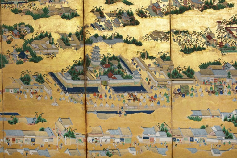 Grand paravent à six panneaux présentant une peinture de l'école Tosa 土 佐 派 sur… Vente aux encheres – Auction House – Commissaire-priseur – Auctioneer - Boisgirard Antonini – Paris – Nice