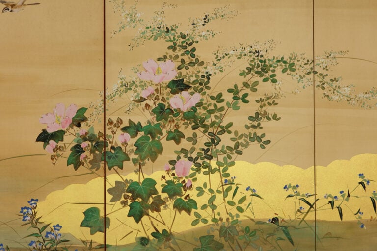 Grand paravent à six panneaux représentant un paysage d'automne peint dans le s… Vente aux encheres – Auction House – Commissaire-priseur – Auctioneer - Boisgirard Antonini – Paris – Nice