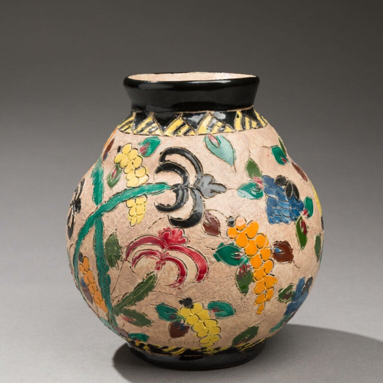 Jérôme MASSIER (1850-1926) - à Vallauris - Petit vase en céramique émaillée pol… maison de vente aux encheres commissaire-priseur auction house boisgirard antonini