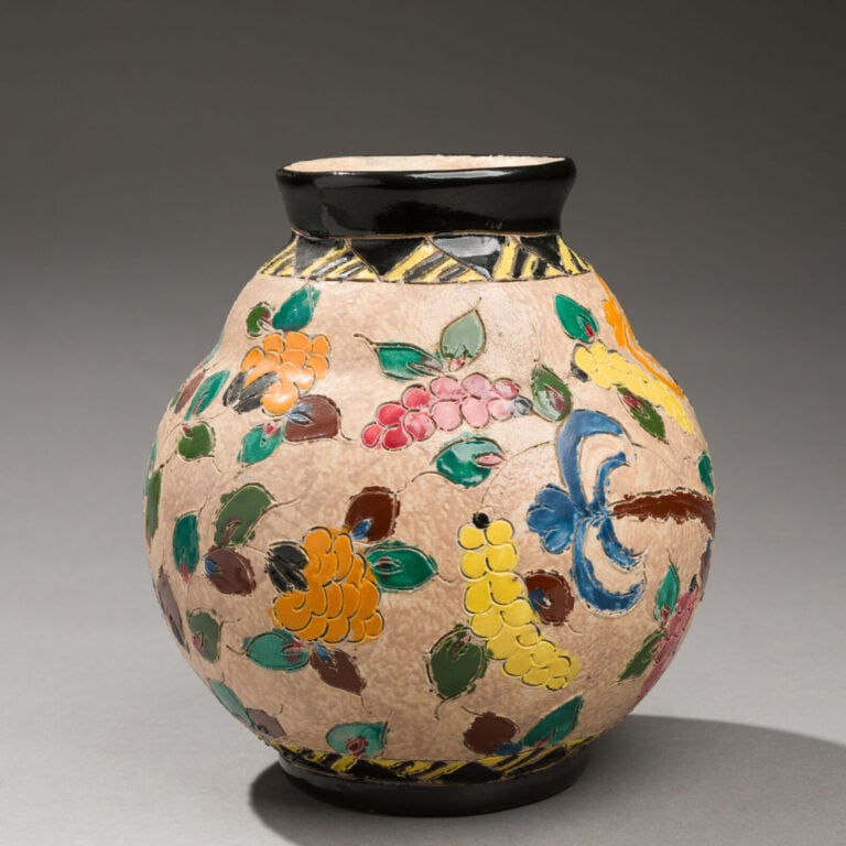 Jérôme MASSIER (1850-1926) - à Vallauris - Petit vase en céramique émaillée pol… maison de vente aux encheres commissaire-priseur auction house boisgirard antonini