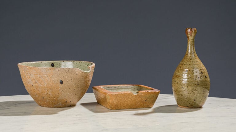 LA BORNE - Ensemble en grès de Pierre Digan composé d'un cendrier, d'une coupe… maison de vente aux encheres commissaire-priseur auction house boisgirard antonini