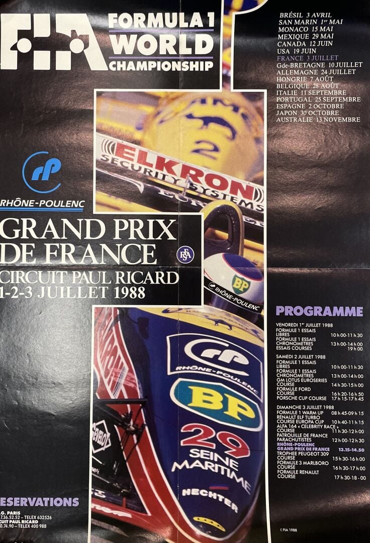 Lot d'affiches comprenant : - - une affiche "70e Grand Prix de France de F1, Di…