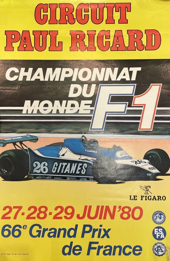 Lot d'affiches comprenant : - - une affiche "70e Grand Prix de France de F1, Di…