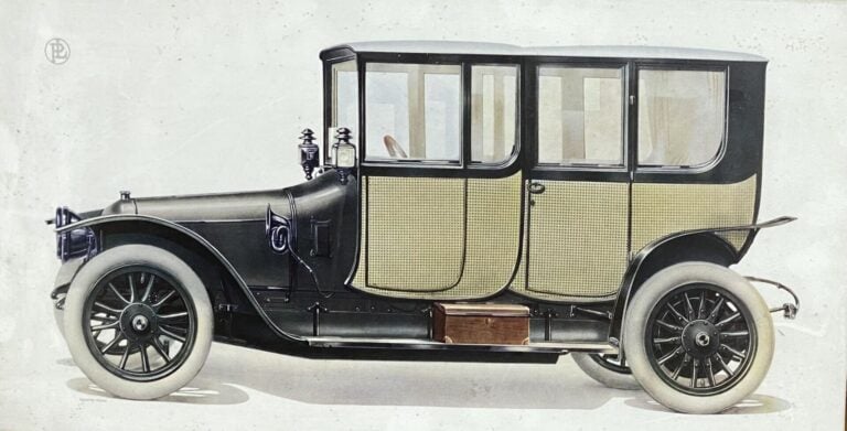 Lot de 6 reproductions encadrées représentant des Panhard et Levassor - 25 x 47…
