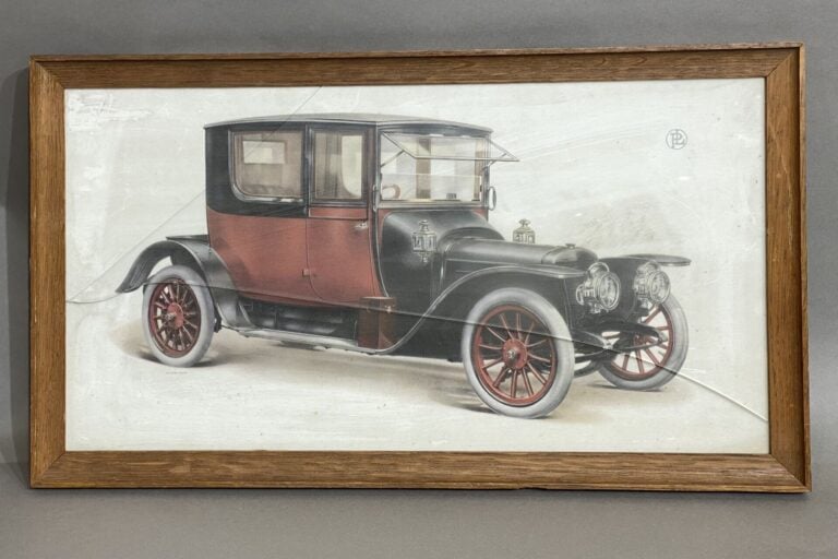 Lot de 6 reproductions encadrées représentant des Panhard et Levassor - 25 x 47…