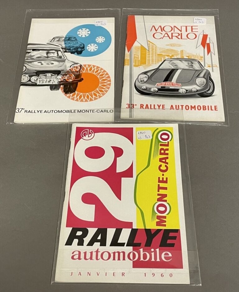 Lot de programmes du Rallye de Monte Carlo, années 1960, 1964, 1968
