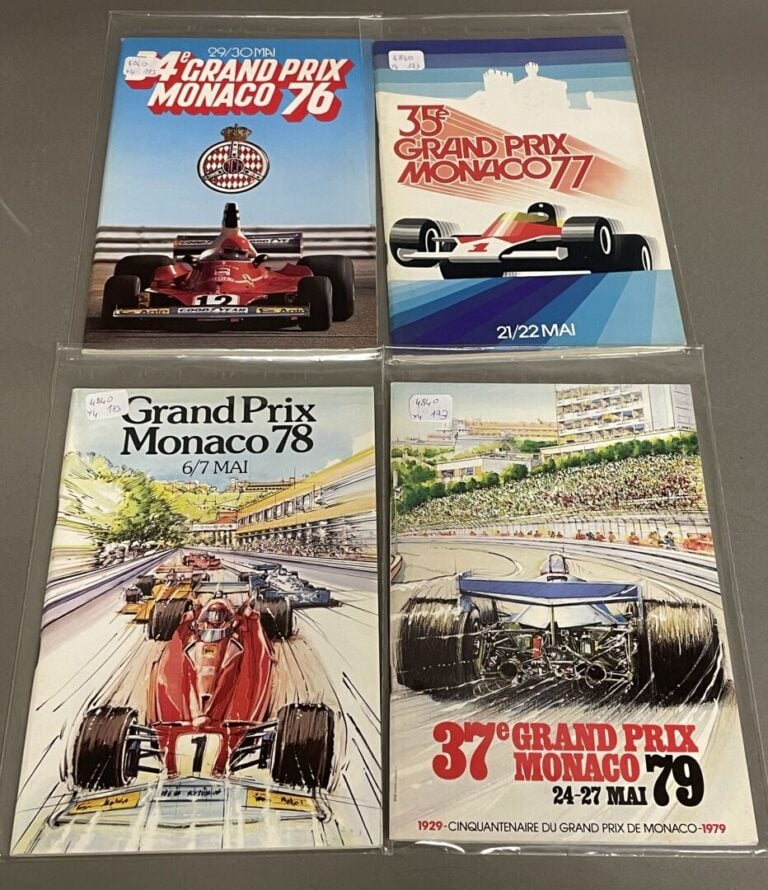 Lot de programmes Grand Prix de Monaco, années 1976, 1977, 1978, 1979