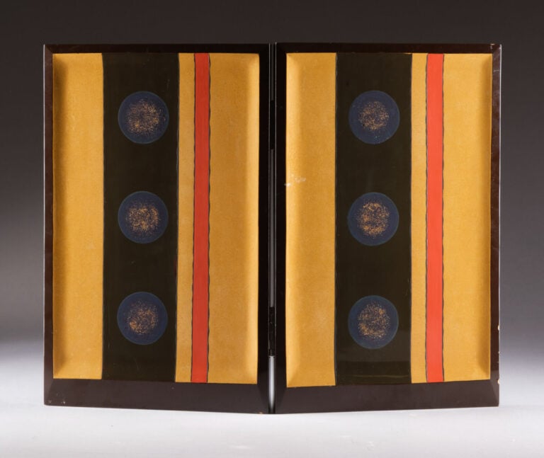Paravent à deux panneaux laqué de couleur sombre (byôbu 屏風) réalisé par Mashiya… Vente aux encheres – Auction House – Commissaire-priseur – Auctioneer - Boisgirard Antonini – Paris – Nice