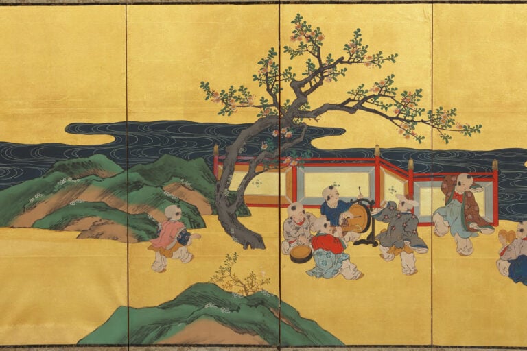 Paravent à six panneaux 屏風 (byôbu) orné d'une peinture de style Kanô sur fond d… Vente aux encheres – Auction House – Commissaire-priseur – Auctioneer - Boisgirard Antonini – Paris – Nice