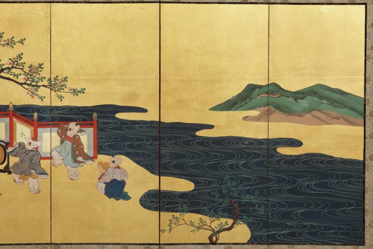 Paravent à six panneaux 屏風 (byôbu) orné d'une peinture de style Kanô sur fond d… Vente aux encheres – Auction House – Commissaire-priseur – Auctioneer - Boisgirard Antonini – Paris – Nice
