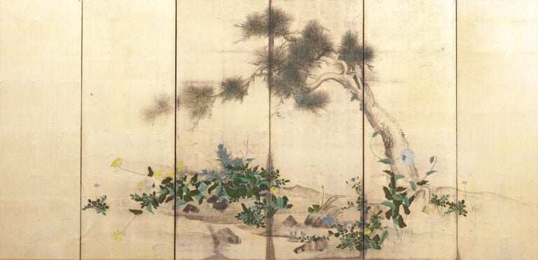 Paravent à six panneaux, à décor d'un grand pin incliné 松 (matsu) entouré de le… Vente aux encheres – Auction House – Commissaire-priseur – Auctioneer - Boisgirard Antonini – Paris – Nice
