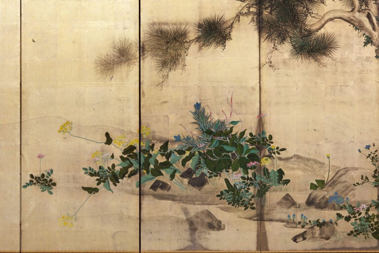 Paravent à six panneaux, à décor d'un grand pin incliné 松 (matsu) entouré de le… Vente aux encheres – Auction House – Commissaire-priseur – Auctioneer - Boisgirard Antonini – Paris – Nice