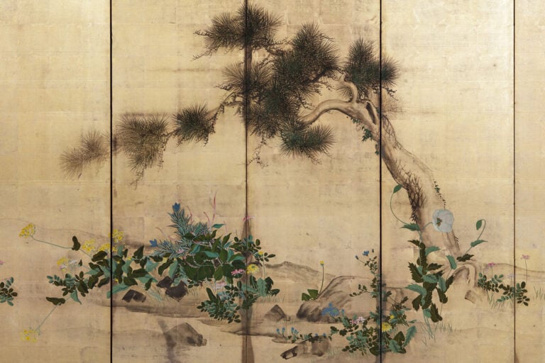 Paravent à six panneaux, à décor d'un grand pin incliné 松 (matsu) entouré de le… Vente aux encheres – Auction House – Commissaire-priseur – Auctioneer - Boisgirard Antonini – Paris – Nice