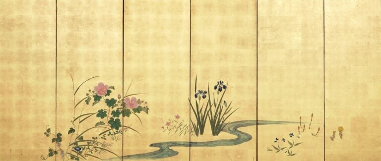 Paravent à six panneaux de taille moyenne (byôbu 屏風) à décor de fleurs saisonni… Vente aux encheres – Auction House – Commissaire-priseur – Auctioneer - Boisgirard Antonini – Paris – Nice
