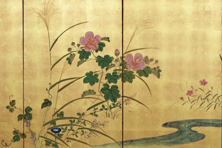 Paravent à six panneaux de taille moyenne (byôbu 屏風) à décor de fleurs saisonni… Vente aux encheres – Auction House – Commissaire-priseur – Auctioneer - Boisgirard Antonini – Paris – Nice