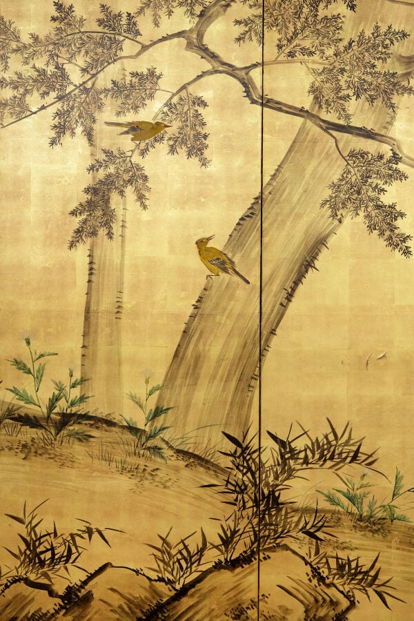 Paravent à six panneaux représentant une peinture sumi-e centrée sur un impress… Vente aux encheres – Auction House – Commissaire-priseur – Auctioneer - Boisgirard Antonini – Paris – Nice
