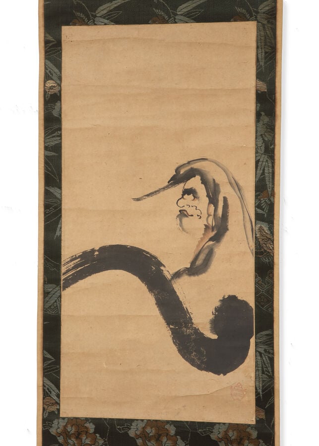 Peinture sur rouleau suspendu 掛軸 (kakejiku) représentant une peinture à l'encre… Vente aux encheres – Auction House – Commissaire-priseur – Auctioneer - Boisgirard Antonini – Paris – Nice