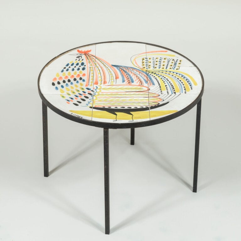 Roger CAPRON (1922-2006) - Table basse d'appoint à plateau circulaire en carrea… maison de vente aux encheres commissaire-priseur auction house boisgirard antonini