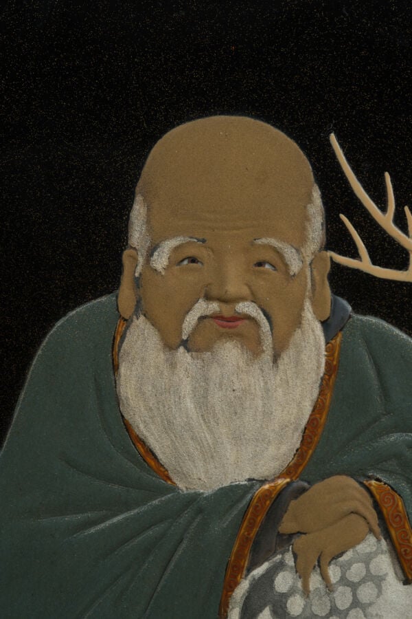 Suzuri'bako 硯箱 (boîte à écriture) laquée représentant Jurojin 寿老人, l'un des sep…