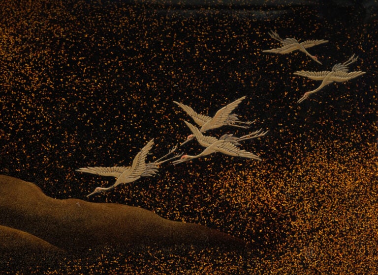 Suzuri'bako 硯箱 (boîte à écriture) laquée représentant Jurojin 寿老人, l'un des sep…