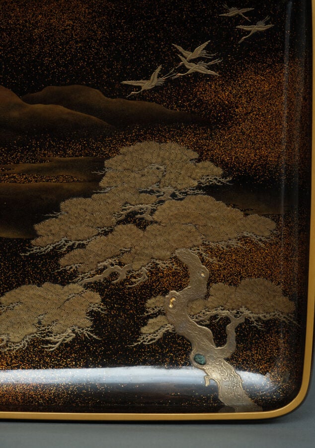 Suzuri'bako 硯箱 (boîte à écriture) laquée représentant Jurojin 寿老人, l'un des sep…