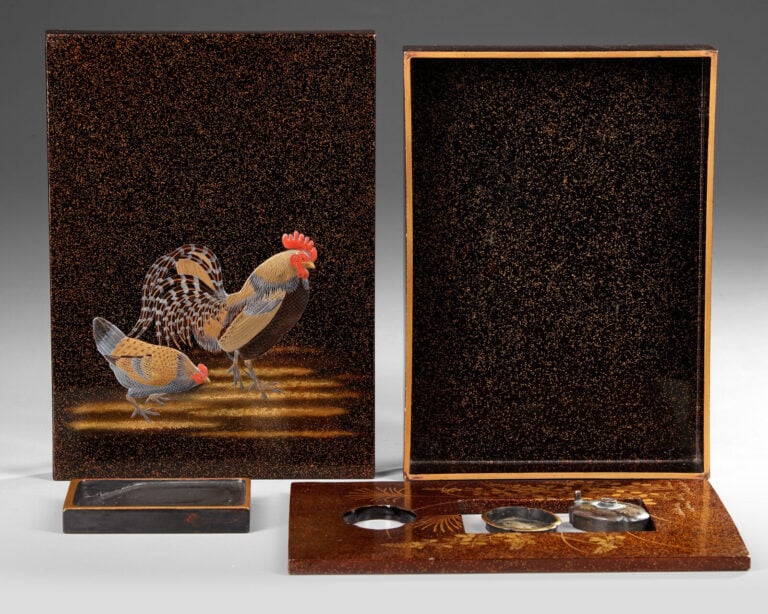 Suzuribako 硯 箱 (boîte à écrire ) laquée de forme rectangulaire à décor d'un cou… Vente aux encheres – Auction House – Commissaire-priseur – Auctioneer - Boisgirard Antonini – Paris – Nice