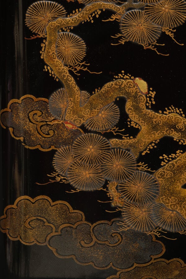 Suzuribako 硯箱 (boîte à écriture) représentant l'immortel chinois Mei Fu 梅福 (Bai…