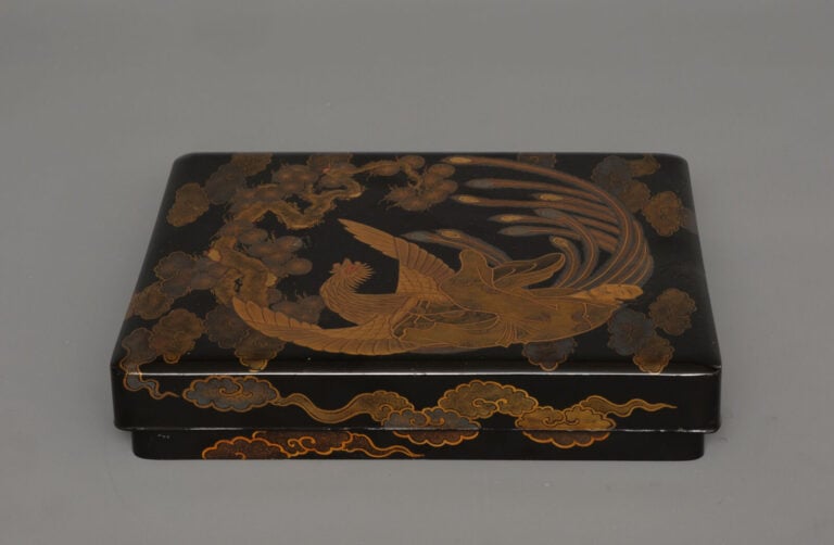 Suzuribako 硯箱 (boîte à écriture) représentant l'immortel chinois Mei Fu 梅福 (Bai…