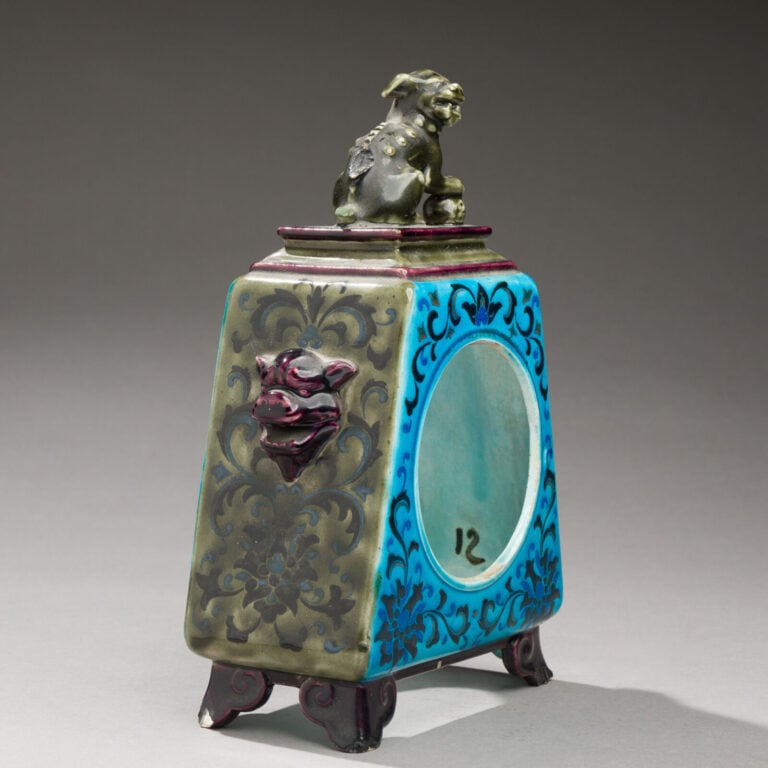 VIEILLARD, attribué à - Horloge en céramique émaillée polychrome à décor floral… maison de vente aux encheres commissaire-priseur auction house boisgirard antonini