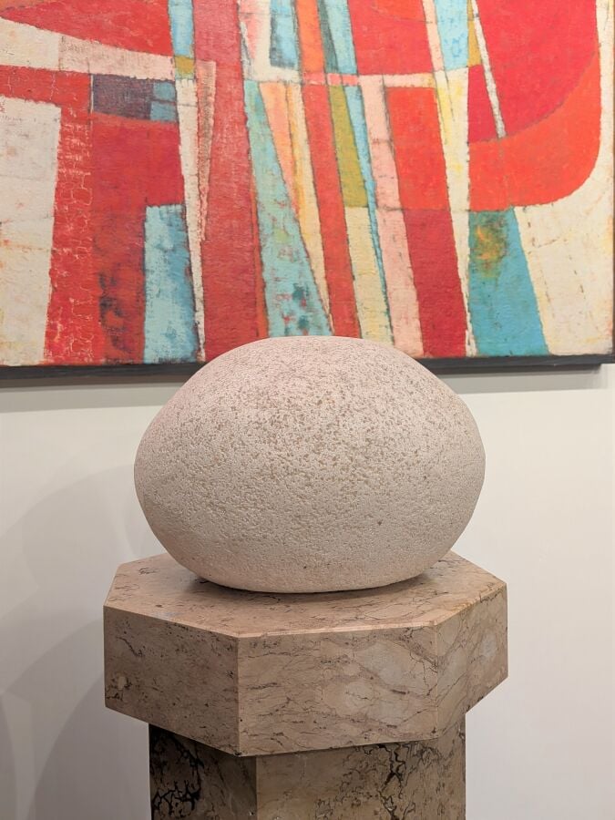 André CAZENAVE (1928-2003) pour ATELIER A. - Lampe galet modèle dit «Dora» en f…